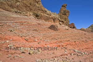 rode rotspartij bij de el teide op tenerife close up