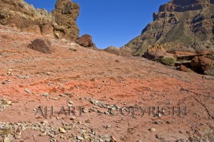 rode rotspartij bij de el teide op tenerife close up